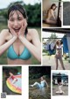 A collage of photos of a woman in a bikini.